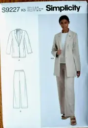 SIMPLICITY PATTERN 9227 JACKET PANTS MISSES SIZES 8 10 12 14 16 UNCUT