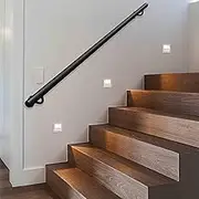 Black Stairs Handrail 1m 1.5m 2m 3m 4m 5m 6m Metal Wrought Iron Round Tube Hand Rail - Support 200kg - Complete Kit | Wall Mount Railing Banister for Indoors and Outdoor(8ft/240cm)