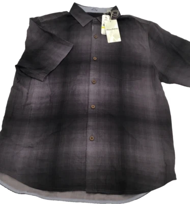 $148 Tommy Bahama Madera Ombré Silk Camp Shirt, Ultimate Gray, Medium