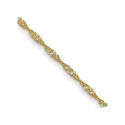 14K Yellow Gold 20 inch Carded 1mm Singapore with Spring Ring Clasp Chain Necklace