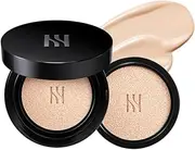 Black Cushion Foundation 21N1 Vanilla, Full Coverage, Matte Finish, 15g + 15g Refill Set for Hera