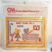 Vintage 1977 Columbia Minerva Don't Rush Me Sara Gutierrez Cross Stitch Kit HB21