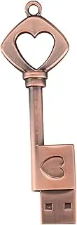HEKKI USB 2.0 Metal USB Pen Drive Pure Copper Heart USB Flash Drive Key (Copper, 8GB)