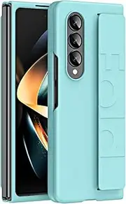 Protective Case Kickstand Case for Samsung Galaxy Z Fold 4 Silicone Grip Cover,Full Body Protective Phone Case with Finger Strap Handheld Design PC Shockproof Stand Case for Samsung Galaxy Z Fold 4 5G