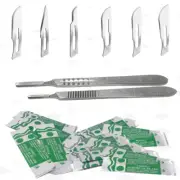 120 SURGICAL STERILE BLADES #10 #11 #15 #20# 21 #22 + 2 SCALPEL HANDLES #3 & #4
