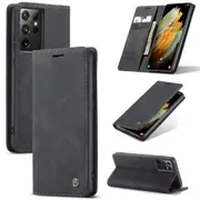 CaseMe Samsung Galaxy S25 Ultra 5G Classic Folio PU Leather Case Cover S938 [Black]