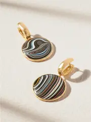 [Marla Aaron] Marla Aaron - Fordite Painted 18-karat Gold Earrings - One size One size Gold