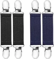 [Mocrop] Pack of 4 Jumper Clips Elastic Sweater Cardigan Clips Cardigan Clip Non-Slip Fixed Buckle Mitten and Glove Clips for Clothing Girls Boys, 2.5cmx7.5cm, Nylon
