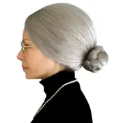 Grey Granny Wig with Bun Mrs Claus - Adult Size