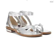 Franco Sarto Parker Strapped Sandal Silver Leather Sz 9 NIB $110 Sold Out Color