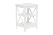 Hailey 2-Shelf Bedside Nightstand End Lamp Side Table - White