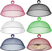 Gerrii 6 Pcs Metal Mesh Food Cover Outdoor Mesh Food Tents Dome Screen Plate Covers for Dinner Plates Reusable Fruit Fly Nets Picnic Food Umbrella for Table, BBQ, Camping, Party (Multicolor,11 Inch)