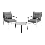 Livsip Outdoor Patio Setting 3PC Bistro Lounge Furniture Set 50cm Grey Table