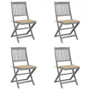 Folding Outdoor Chairs 4 pcs with Cushions Solid Acacia Wood vidaXL