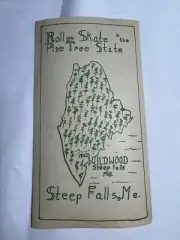 Wildwood Vintage Roller Skating Label Rink Sticker Steep Falls ME Decal Ephemera