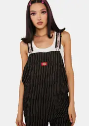 [Dolls Kill x Dickies Girl] Pink And Black Pinstripe Overalls