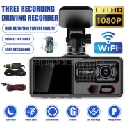 Car Three Lens Front/Rear/Inside WIFI Camera 1080P HD Dash Cam Remote Viewing
