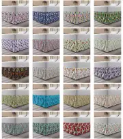 Ambesonne Colorful Floral Bedskirt Elastic Wrap Around Skirt Gathered Design