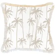 Cushion Cover-Coastal Fringe-Tall Palms Beige-60cm x 60cm
