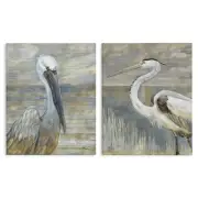 Sea Birds Abstract Beach 2pc Set Canvas Wall Art, Design by Paul 16 x 20