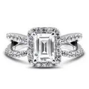 2.26ct E VVS1 Emerald Earth Mined Certified Diamonds White Gold Halo Accent Ring