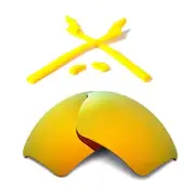 Walleva 24K Gold Polarized Lens+Yellow Rubber Kit For Oakley Half Jacket 2.0 XL