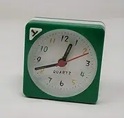 JRose Collections Small Travel Alarm Clock with Light – Analogue Quartz, Battery Operated, Compact 5.5cm X 5.5cm X 2.5cm – Ideal for Travel & Bedside Use (Green)