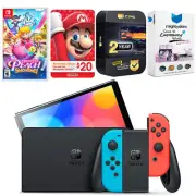Nintendo Switch Red/Blue OLED + Princess Peach Showtime! + $20 eShop Gift Card