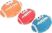 3pcs Teething Ball Toys Squeaky Balls for Dogs Dog Toys for Aggressive Chewers Rubber Balls for Dogs Dog Balls Cleaning Toys Interactive Dog Rugby Balls Emulsion Football Vocalize