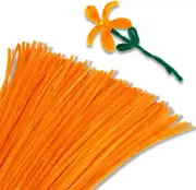 100 Pieces Pipe Cleaners Chenille Stem, Orange Pipe Cleaners Craft, Fuzzy Sticks
