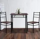 Metal Dining Table and Dining Chairs Heavy-duty steel fixings steel frame Walnut