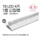 【旭光】LED T8 20W 6500K 白光 4尺1燈 全電壓 山型燈 _ SI430014