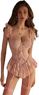 [JINZIJINYU] Sexy Bodysuit Lingerie Sexy Lace See Through Underwire Push Up Padded Waistcoat Suit
