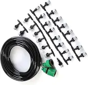 Domary Water Misting System Hose Sprinkler Nozzle Set Greenhouse Patio Irrigation Kit (15M)