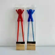 Set Of 2 Childrens Learning Chopsticks Little Man Character Red Blue WorldMarket