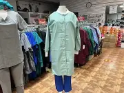 PPE Medical Lab Coat Surgical Isolation Gown Front Snap reusable washable Sage