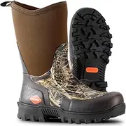 [Showave] Men's Mid Calf Rubber Work Boots Waterproof Rain Boots Insulated Mud Boots with Comfortable Sports Soles