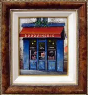 Giovanni Lanna "Bouquinerie" Original Oil Painting Canvas framed Hand Signed
