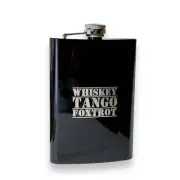 8oz BLACK Whiskey Tango Foxtrot Flask
