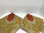 Beauville French Linens Placemats Set Of 8 Orange Green&Gold France 100% Cotton