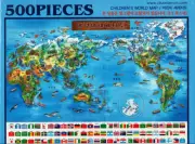 CHILDREN'S WORLD MAP Korean Countries Oceans Atlas 500 Pieces Jigsaw Puzzle NEW