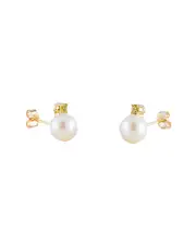 Splendid Pearls 14K 0.10 ct. tw. Peridot & 7-7.5mm Freshwater Pearl Drop Earrings