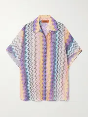 [Missoni] Missoni - Printed Cotton And Silk-blend Shirt - Pink - large large Pink