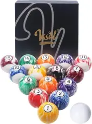 Billiard Balls Set Pool Table standard 2-1/4 inch in diameter, marble swirl