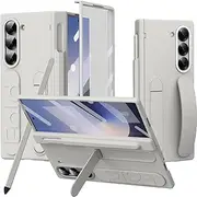 [NINKI] Strap Case for Samsung Galaxy Z Fold 6 Case with S Pen & S Pen Slot,Grip Cover for Samsung Z Fold 6 Case with Strap,Galaxy Z Fold 6 Hinge Protector Case for Samsung Fold 6 Case with Stand White