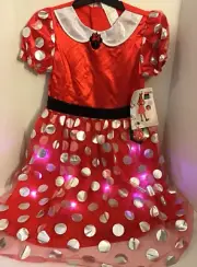 Minnie Mouse Light up Dress Girl's Medium (7-8) Costume And Ears Headband