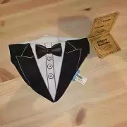 NWT BARK Chew Are You Wearing Tuxedo Wearable Squeak Dog Toy Small