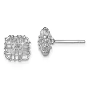 Sterling Silver Rhodium-Plated Polished Square Post Earrings