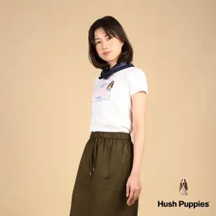 【Hush Puppies】女裝 T恤 質感品牌印花刺繡狗T恤(白色 / 43211109)