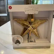 Wondershop 10” Lit Star Christmas Tree Topper Faux MercuryGold Star 2 available